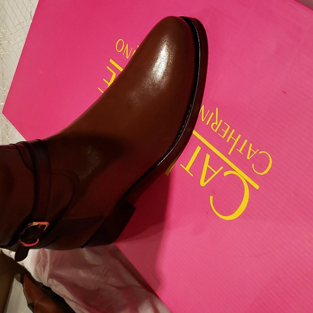Catherine Malandrino New MILA Leather RIDING Tall BOOTS Brown/Black Women's 10 - Picture 10 of 16